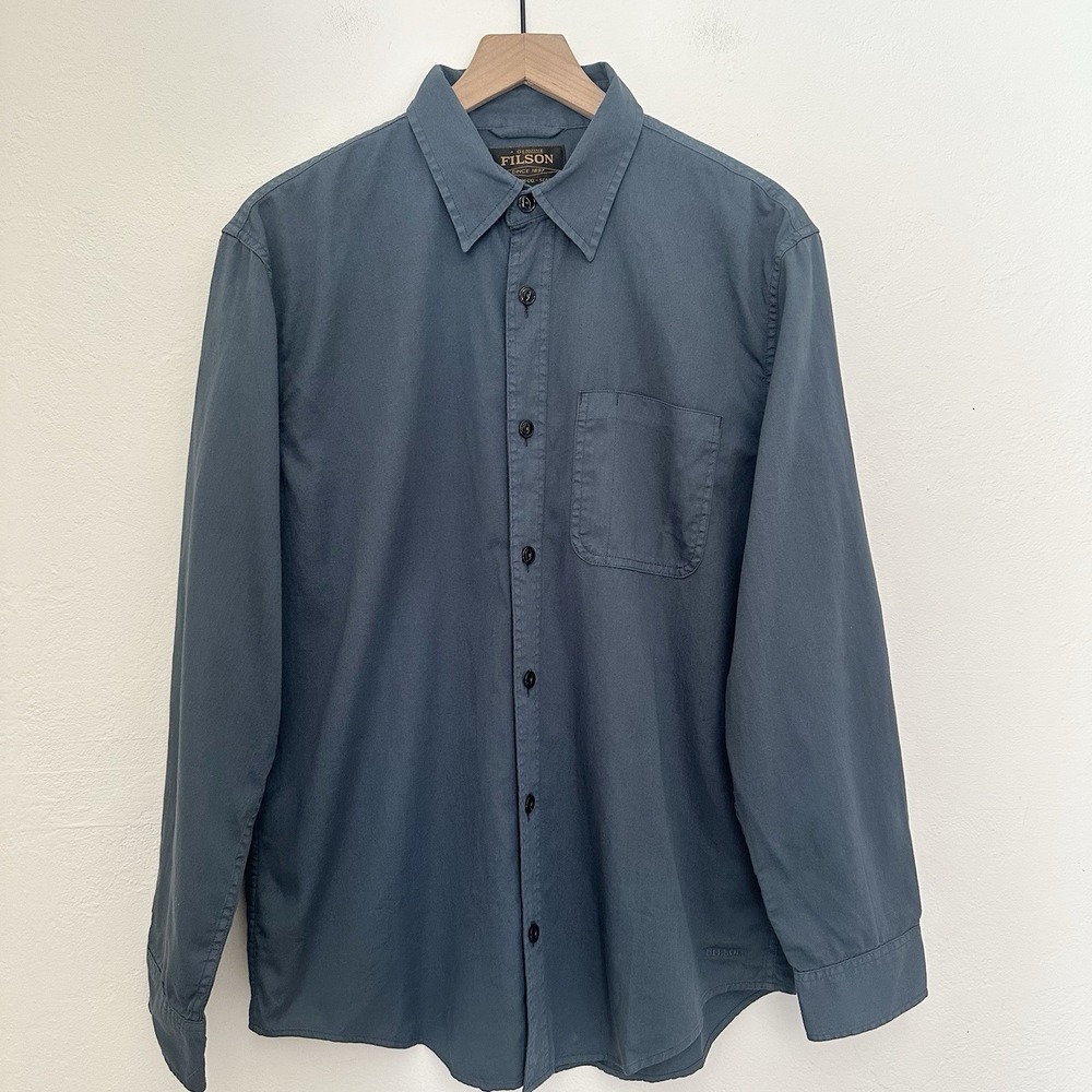 Filson 4.5 Oz Twill Shirt Mens Small Orion Blue Cotton Button Up Workwear